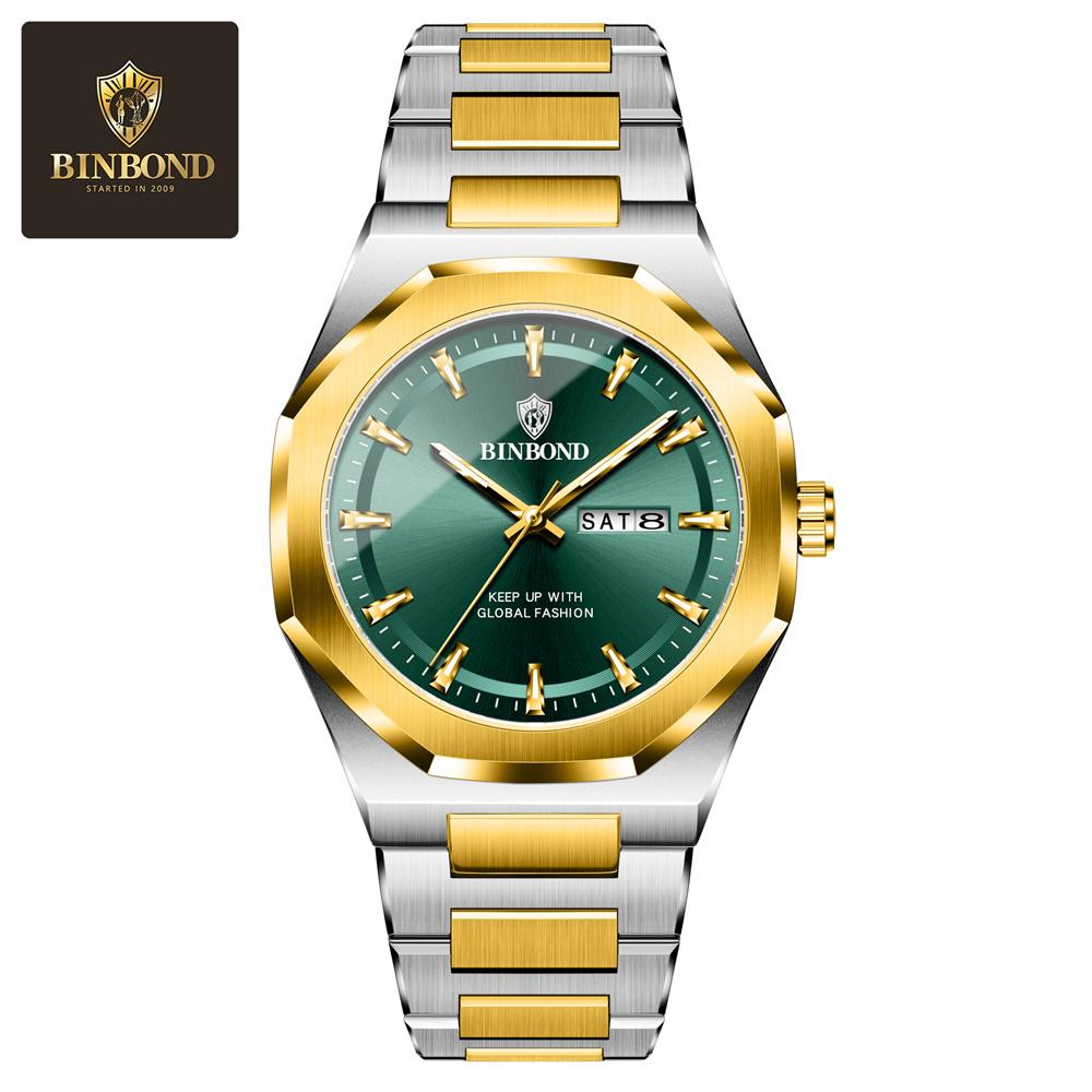 Binbond Fashion Trend Men S Quartz Watch Stainless Steel Strap Waterproof Casual Watch Business Sport Dual Calendar Men Watch Set