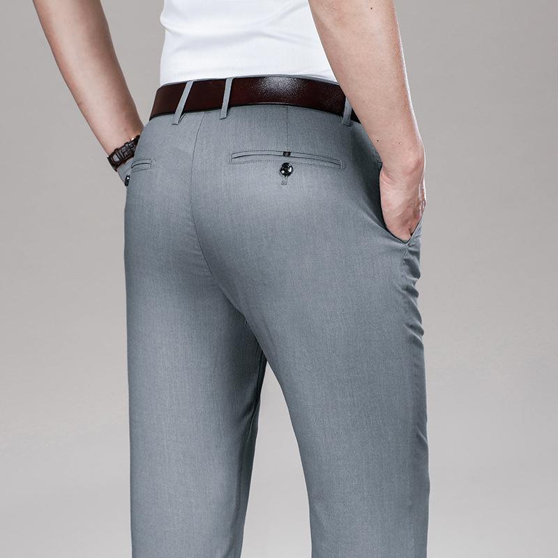 Men's Black Tencel-Modal Business Casual Pants - Loose, Straight, Anti-Wrinkle, Spring/Summer