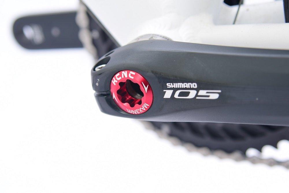 KCNC Bicycle Lightweight CNC Crank Bolt for Shimano Left Red Arm, M20,