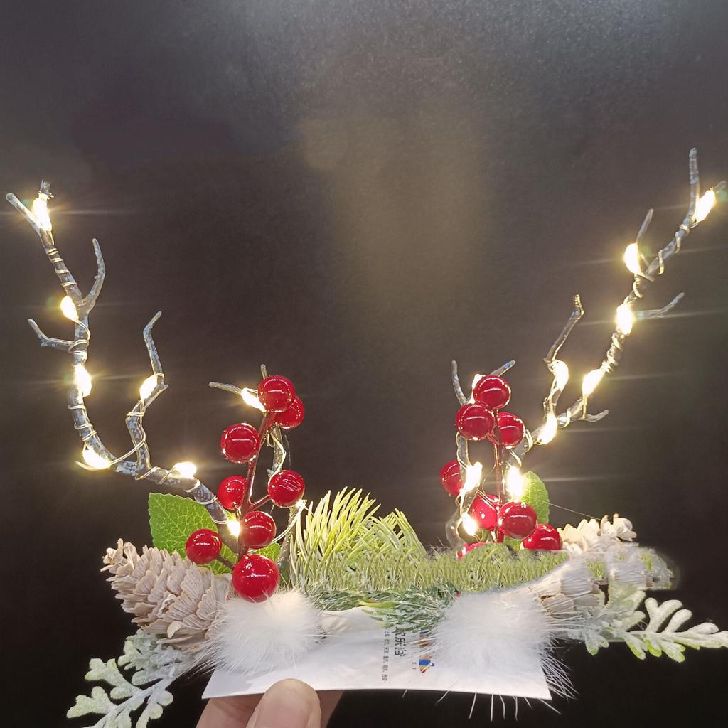 New Christmas LED Light Antlers Hair Band Cute Fairy Glowing Elk Hairpin Hair Clip Women Girls Christmas Hair Accessories