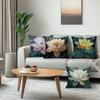 Tranquil Lotus Cushion Pillowcase Printed Polyester 45X45Cm Throw Pillowcover Decorative Sofa Cushion Pillowslip Home Decor