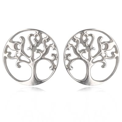 [R0699] - Silver 'Tree of Life' Silver Earrings (rhodium-plated) - 10 Mm