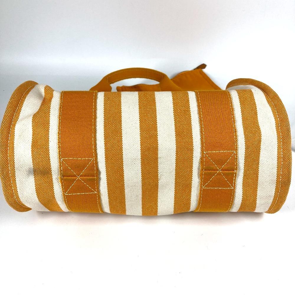 HERMES Border with pouch Cannes PM Tote Bag Hand Bag cotton yellow/White