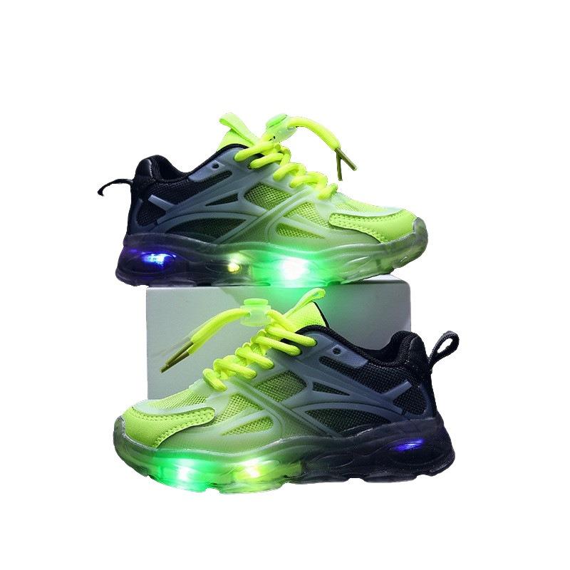 Neue Sportliche Schuhe mit Atmungsaktivem Hellem Mesh-Obermaterial, Geeignet für Kinder, Jungenschuhe. 27 grün/schwarz