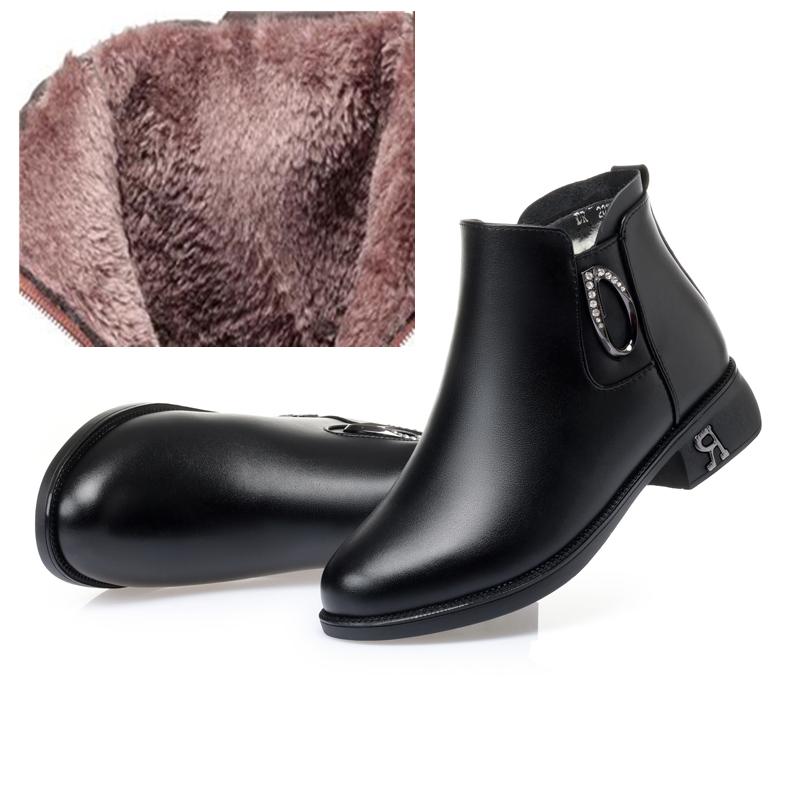 Bottes d'hiver pour femmes bottes de neige femmes en cuir véritable antidérapant femmes chaussons décontractés bottes chaudes grosses dames