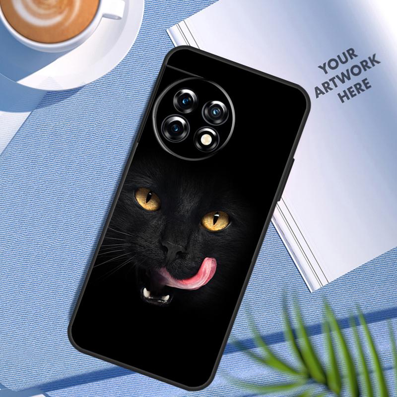 Black Cat Face Kitty Case For OnePlus Nord CE 5 2 3 4 Lite N20 N30 OnePlus 15 13 12 11 9 10 Pro 13R 10T 13T Cover