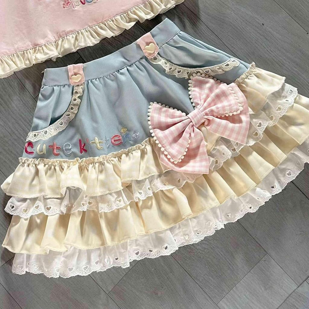 Süßer Rock für Damen mit Visuellem Lolita Traumhaft Locker Prinzessin Sommer Nacht Date [LAVASEON] Schleife, Kei, Spitze, Stil, Süß, Massenproduziert, Passform,