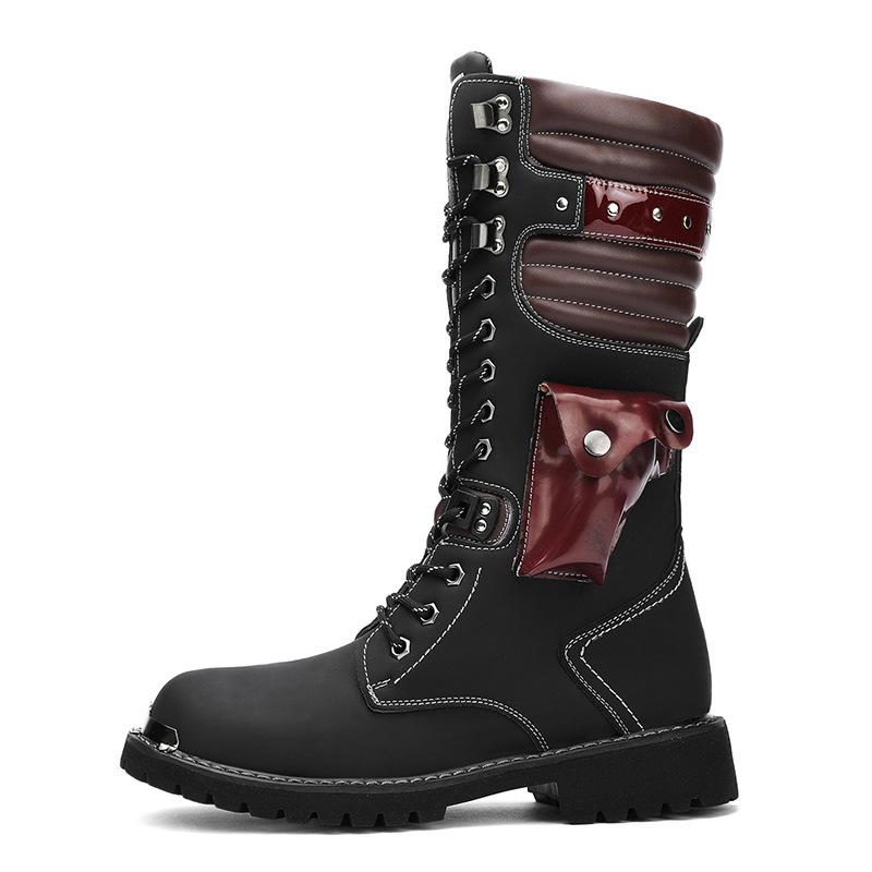 

Fashion Men s High Top Motorcycle Boots Niche Cool Boot Belt Buckle Design for Knight Men Boots Retro British Tooling Boots Botas Hombre 38