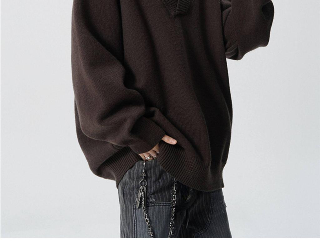 Vintage Style Men's Lapel Sweater: Patchwork Knitwear Pullover for Spring/Autumn