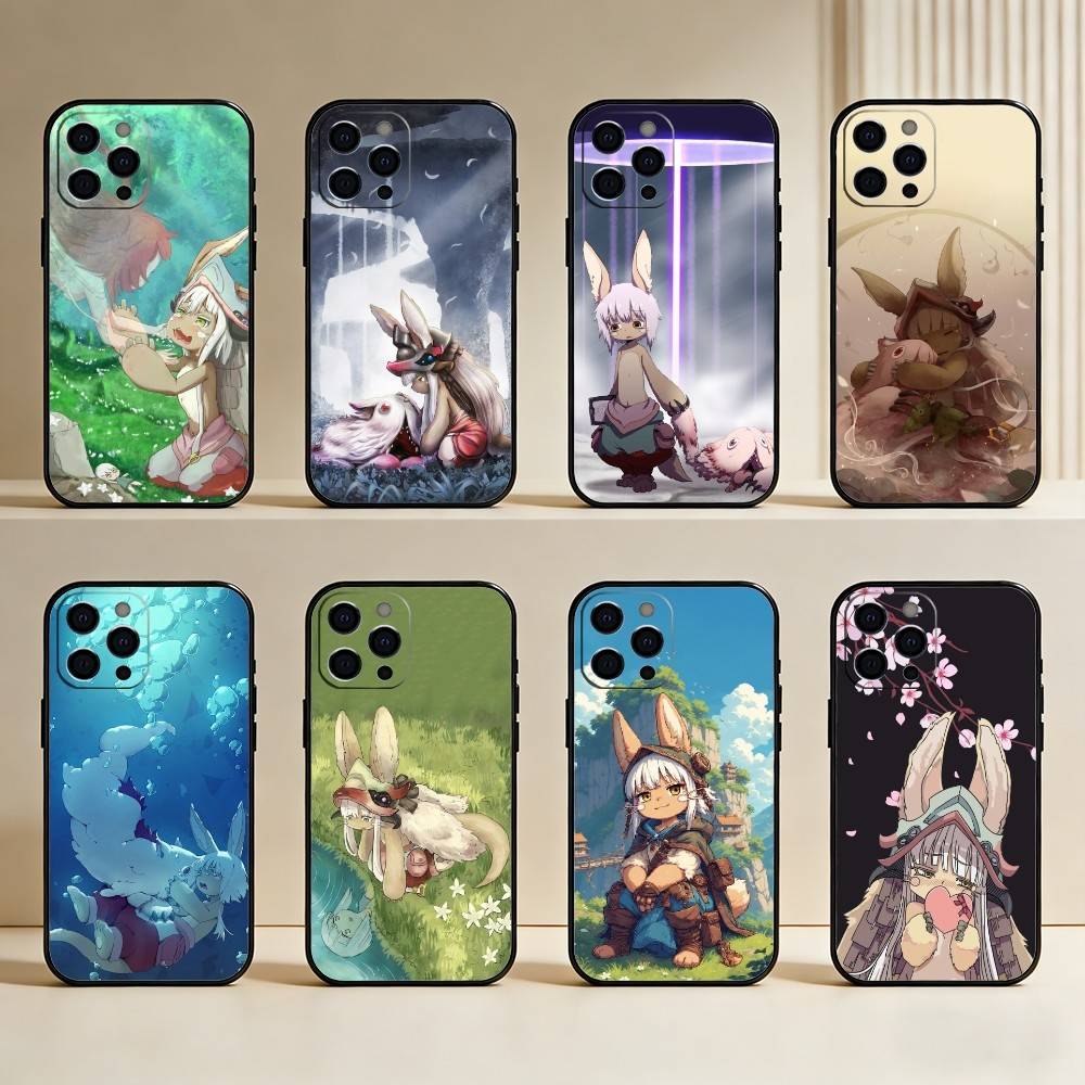 Hergestellt in A-Abyss Nanachi Handyhülle Für iPhone17,16,15,14,13,12 Plus,Max Weiches Silikon Schwarze Hülle