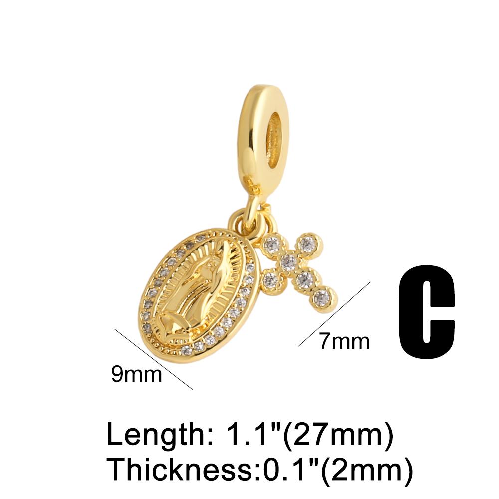 OCESRIO White Crystal Cross Virgin Mary Pendant for Necklace Copper Gold Plated Enamel Crucifix Jewelry Making Supplies pdtb712