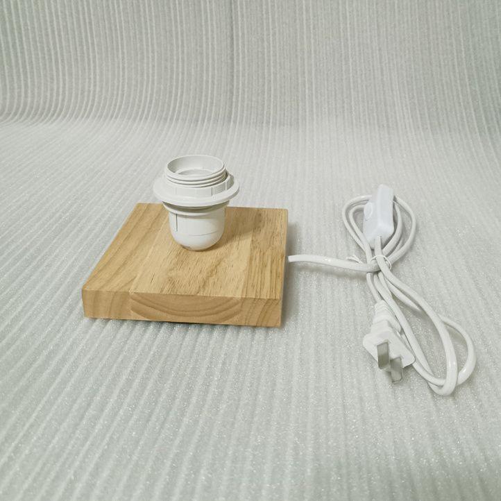 Solid Wood E27 Bedside Table Lamp Base with Switch - DIY LED Lamp Holder Accessories