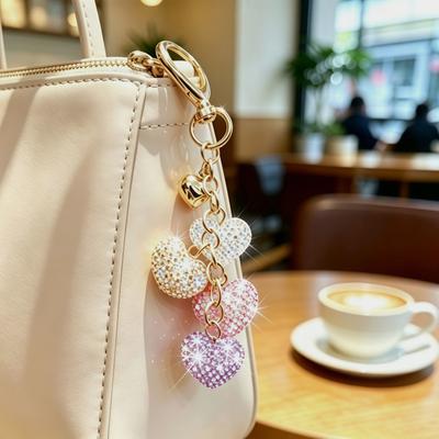 Multi Rhinestone Layered Crystal Bling Bag Charm Aesthetic Purse Accessory Car  Sweet Gift For Women Girl Bag Charm