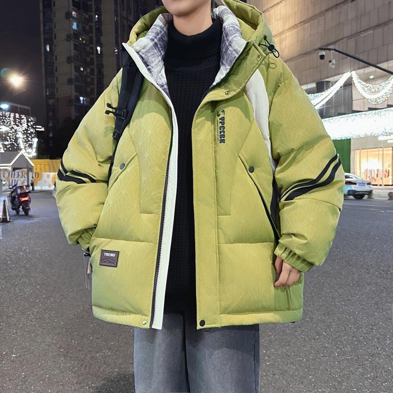 

Men s Color Block Hooded Winter Jacket - Warm Cotton Padded Outerwear for Outdoor Cold Protection, Youth and Student Fashion. XL (120-140 jin)