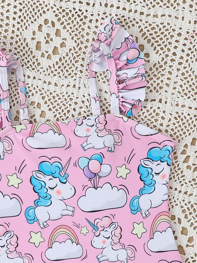 2026 European Girls' Printed One-Piece Swimsuit for Toddlers