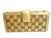 Authentic GUCCI GG Brown Canvas Beige Leather Soho Long Wallet #9499  Refurbished