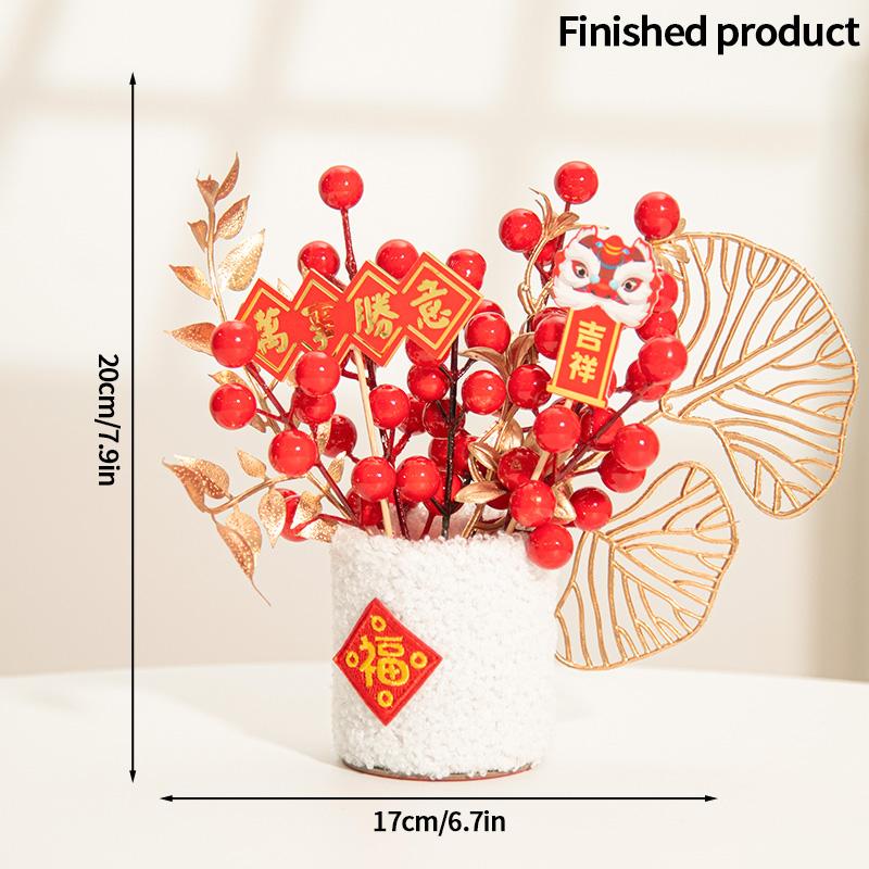 2026 Chinese Wealth Fruit Pot Decoration Chinese New Year Desktop Ornament Spring Festival Gift Decor Blessing Flower Bucket