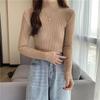 Women's Slim Fit High Neck Sweater: Korean Style, Long Sleeve Knit Top for Autumn/Winter 2024