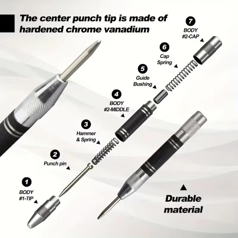 Heavy Duty Automatic Center Punch High-carbon Steel Hole Marker Punch  Carpentry Tool