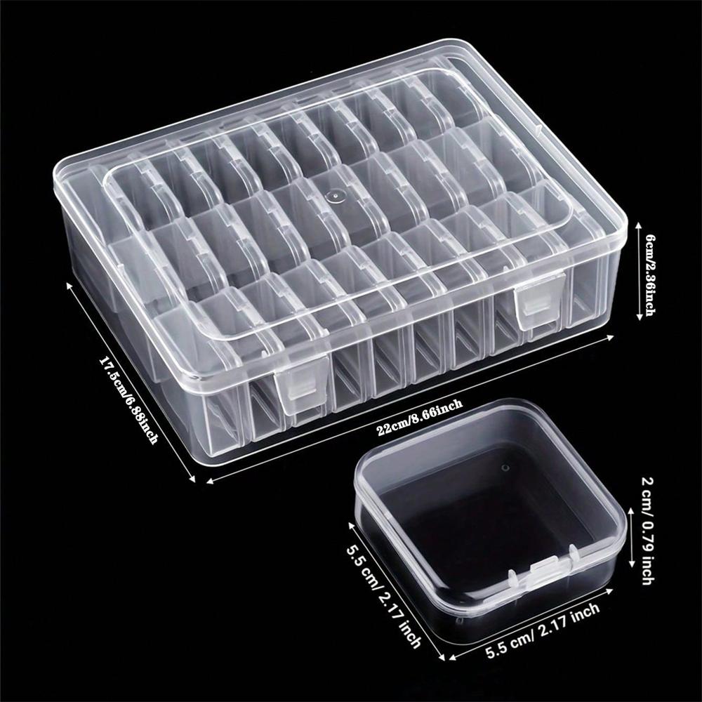 31pcs/1set Portable Storage Box Square Transparent Bead Organizer Box With Lid Jewelry Earring Packaging Display Case
