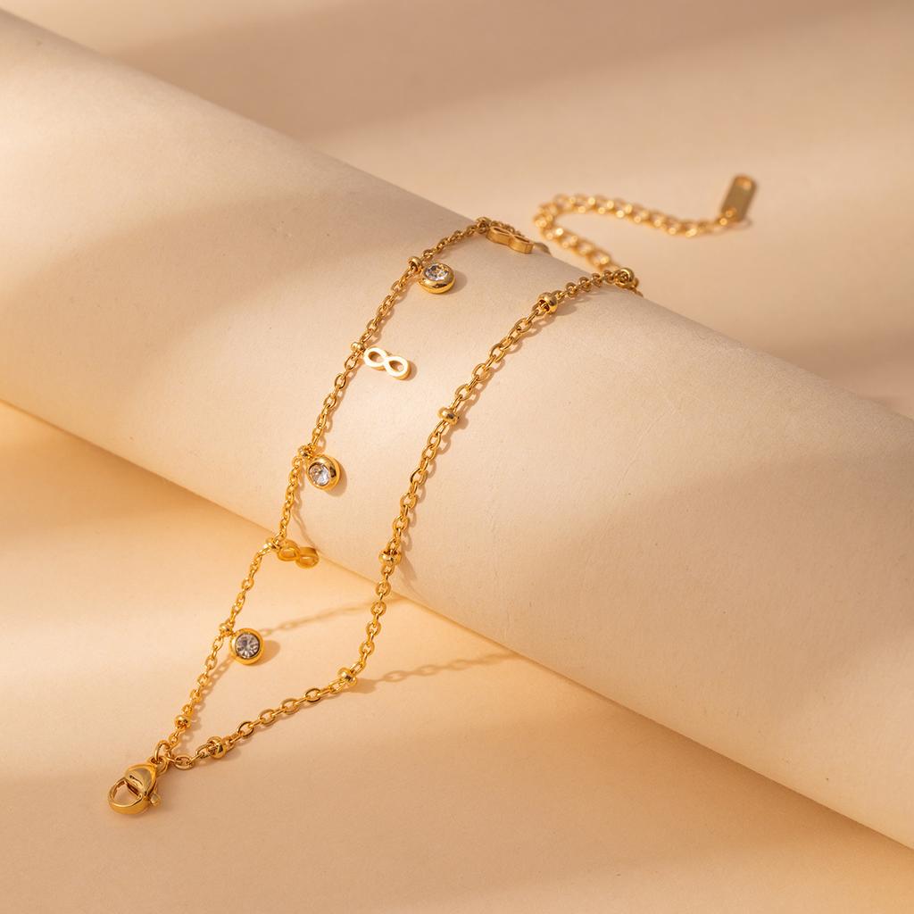 Light Luxury High-End Stainless Steel Diamond-Encrusted Bracelet, Moon Sun Love Geometry Does Not Fade Jewelry Women
