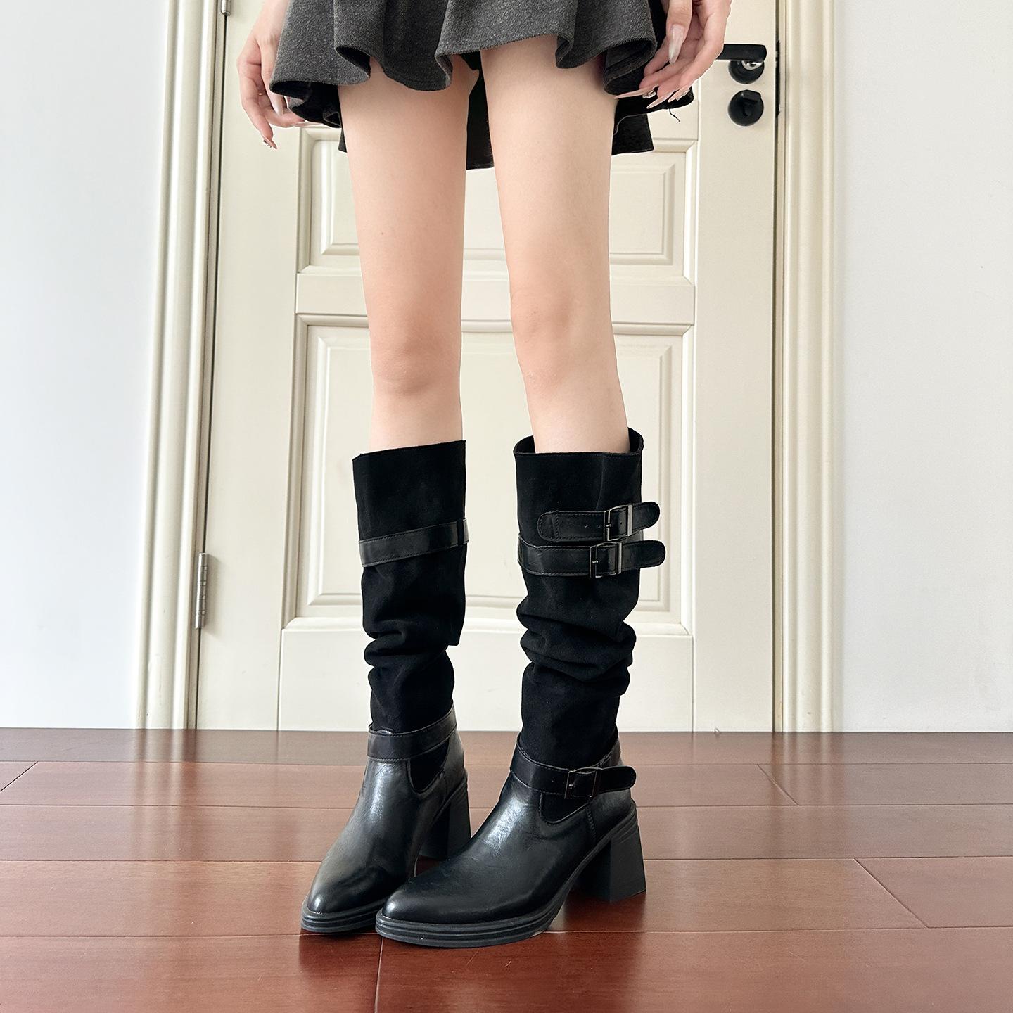 

Осень и зима новые брюки ботфорты длинные сапоги сапоги с напуском толстый каблук рыцарские сапоги женские сапоги в стиле spice girl с пряжкой ремня на высоком каблуке высокие сапоги 39