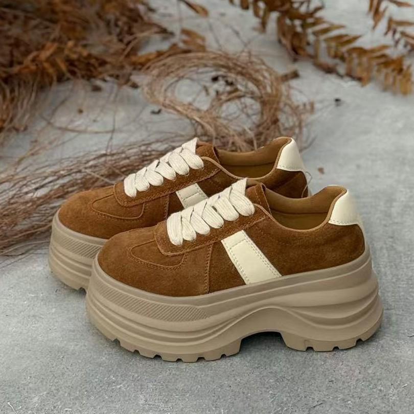 Thick-soled women's height increase 7 autumn new fashion casual shoes simple velvet