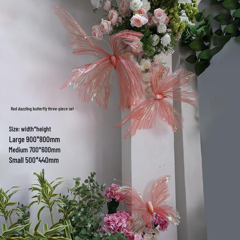 3D Painted Butterfly Wedding Backdrop with Scenery and Props for Photography and Décor