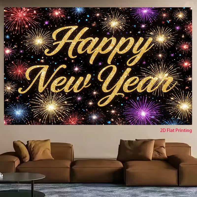 2D Flat Printing New Year Backdrop, "Happy New Year" Photography Background
