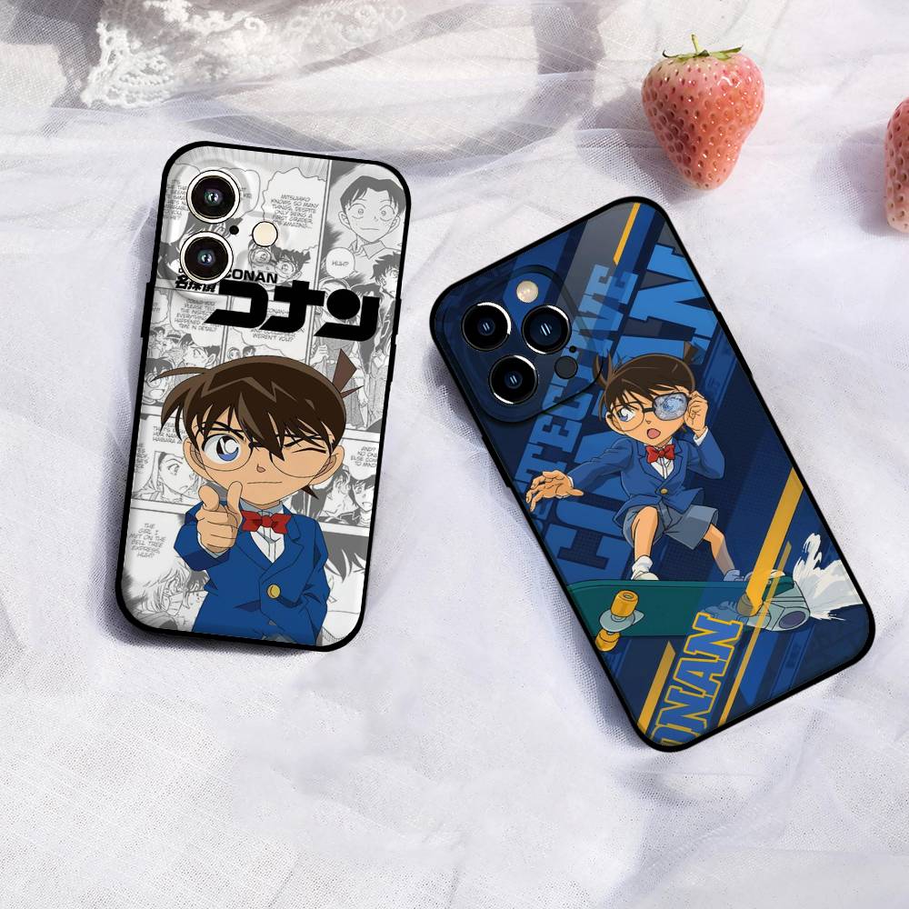 D-Detective C-Conan Phone Case For IPhone 1716 15 14 13 Pro Max 11 12 Mini X Xs XR Black Silicone Cover