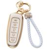 Gold-Rimmed Car Key Set with Diamond Ring Pendant Key Chain