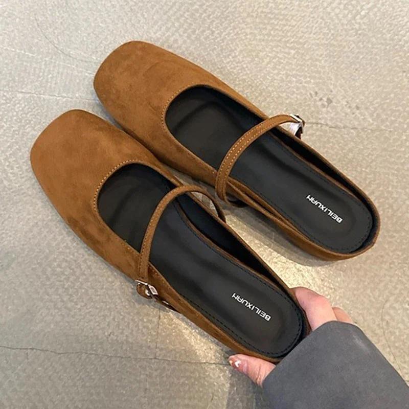 

Мода Женщины Балетки Мюли Обувь Дизайнерские С квадратным носком Тапочки Повседневные Сандалии 2025 Лето Новые Слингбэки Женские Вьетнамки Бренд Zapatillas 39 коричневый