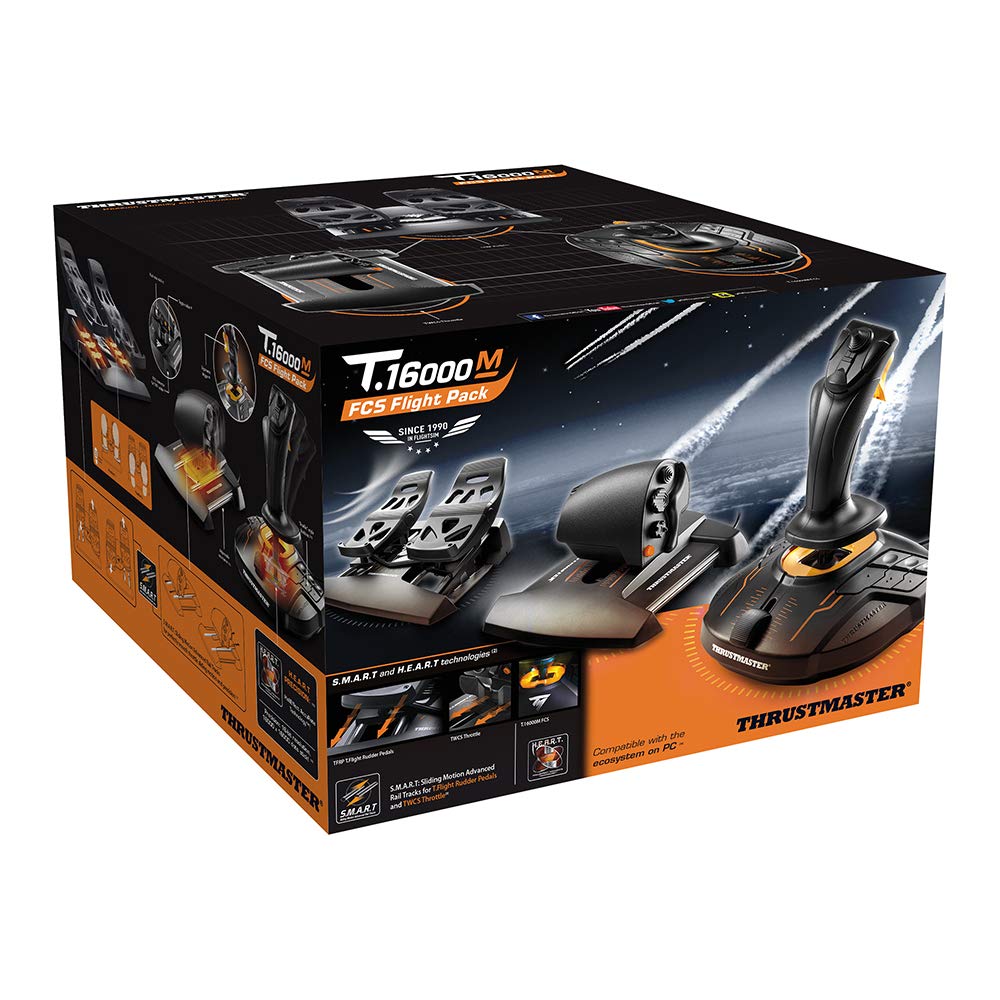 Pedal de leme Thrustmaster FCS Flight Pack para PC []Thrustmaster T.16000M Joystick, acelerador,