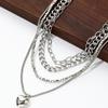Hip Hop Heart Lock Choker Necklace Set for Women – Trendy Niche Design, 4-Piece Collection