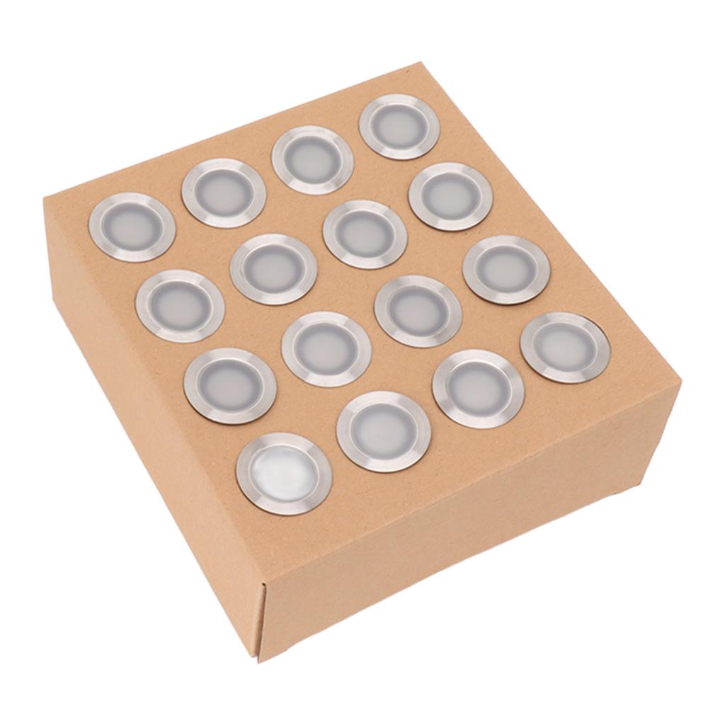 16PCS LED Deck Light Stainless Steel PC IP67 Waterproof In Ground Lamp for Garden Yard Stair