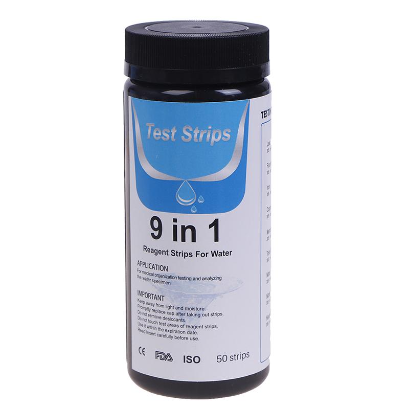 50Pcs 9In1 Ph Test Fish Tank Water Tropical Aquarium Pond Water Test Strips Kit