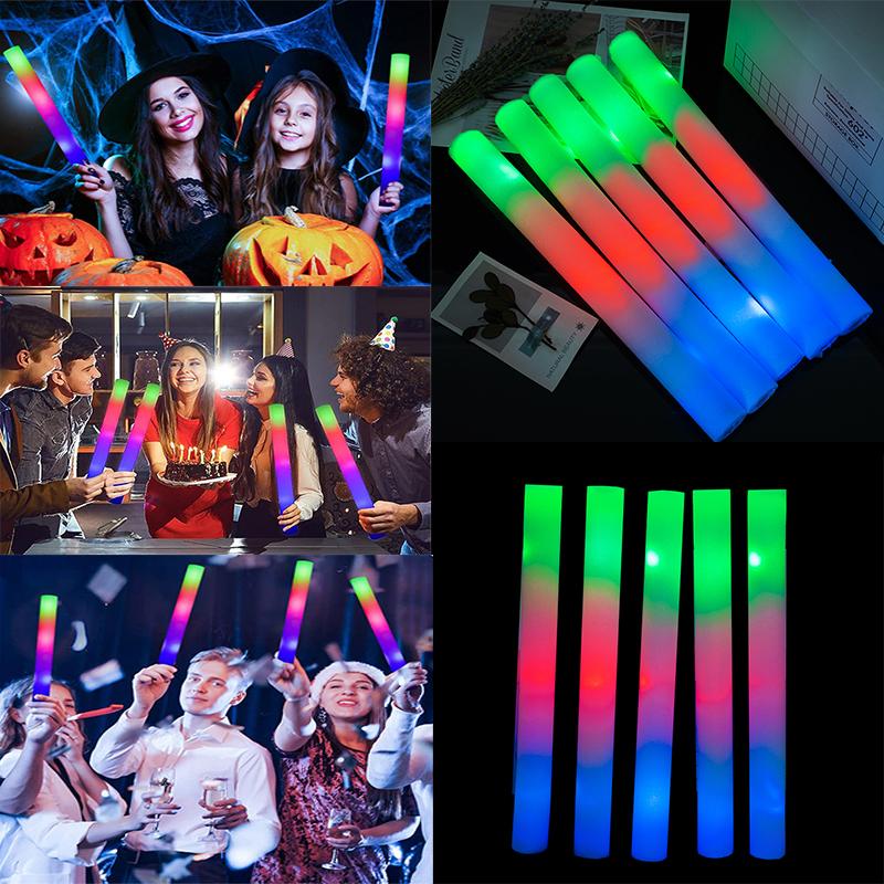 30 Pezzi Bastoncini Luminosi in Schiuma LED RGB all'Ingrosso Bastoncini Luminosi Colorati Tubo per Tifo Buio Luce Forniture per Feste di Compleanno Matrimonio