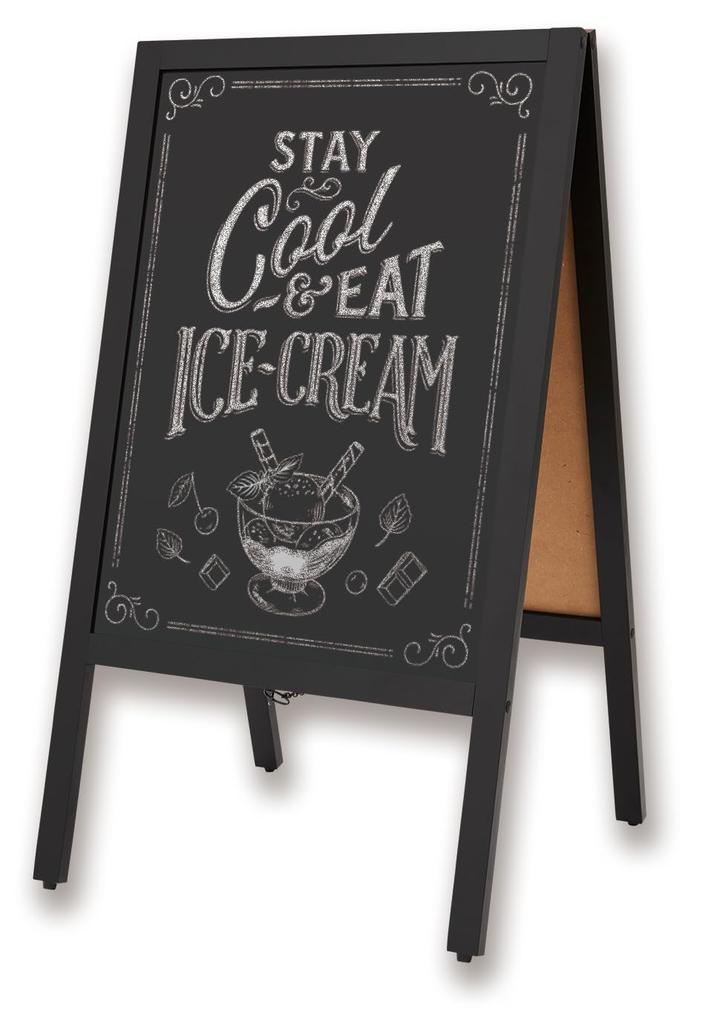 Asmix Asuka A-Type Blackboard, Double-Sided, Medium, BB044, Natural Wood Frame, Chalk, Markers, and Magnets