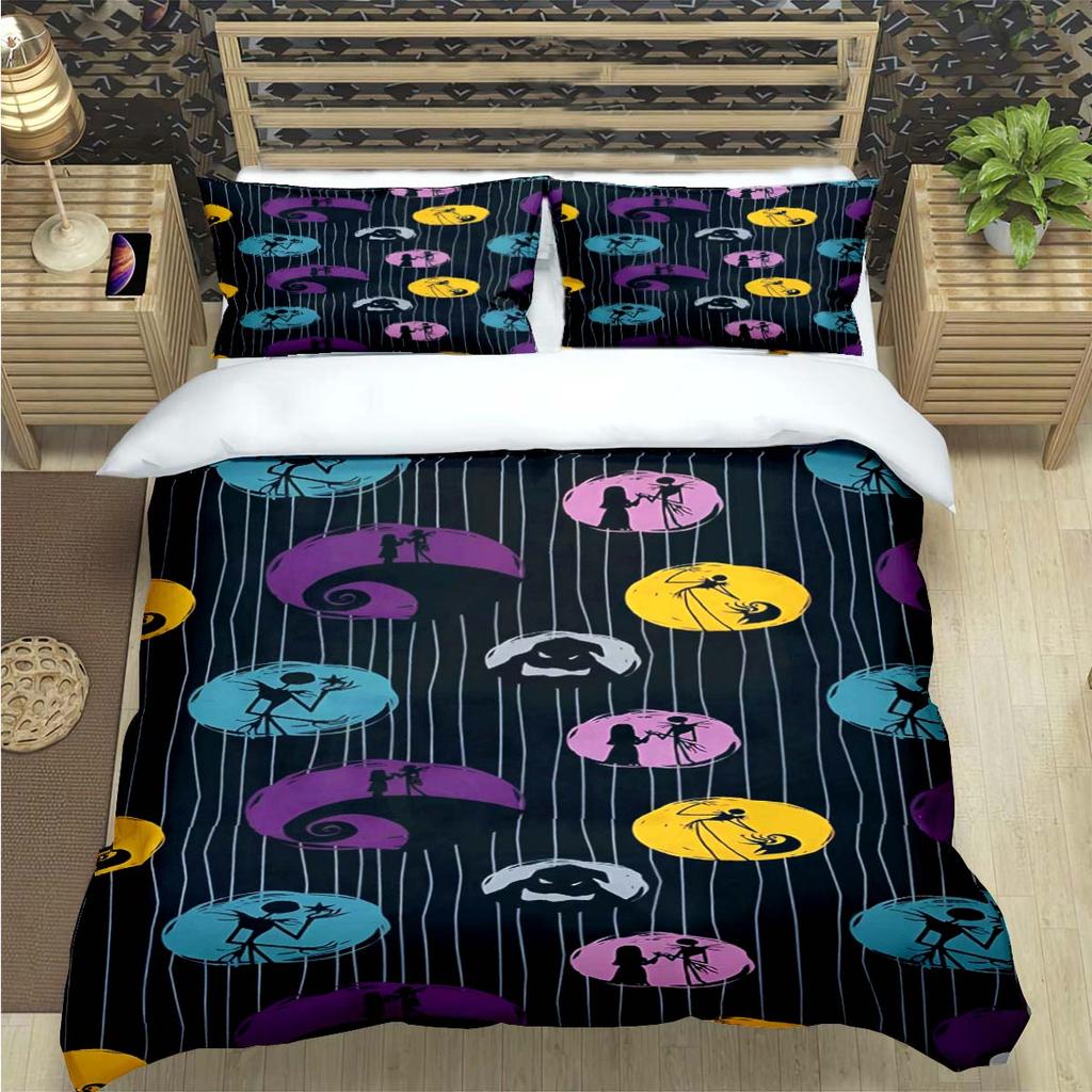 Horror Film The Nightmare Before Christmas Print Bedding Sets Bed Supplies Set Duvet Cover Bed Comforter Set Bedding Set Gift