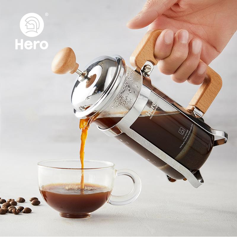 Buy HERO 350ml French Presses Coffee Pot Stainless Steel Glass Teapot Coffee Maker Kettle Manual