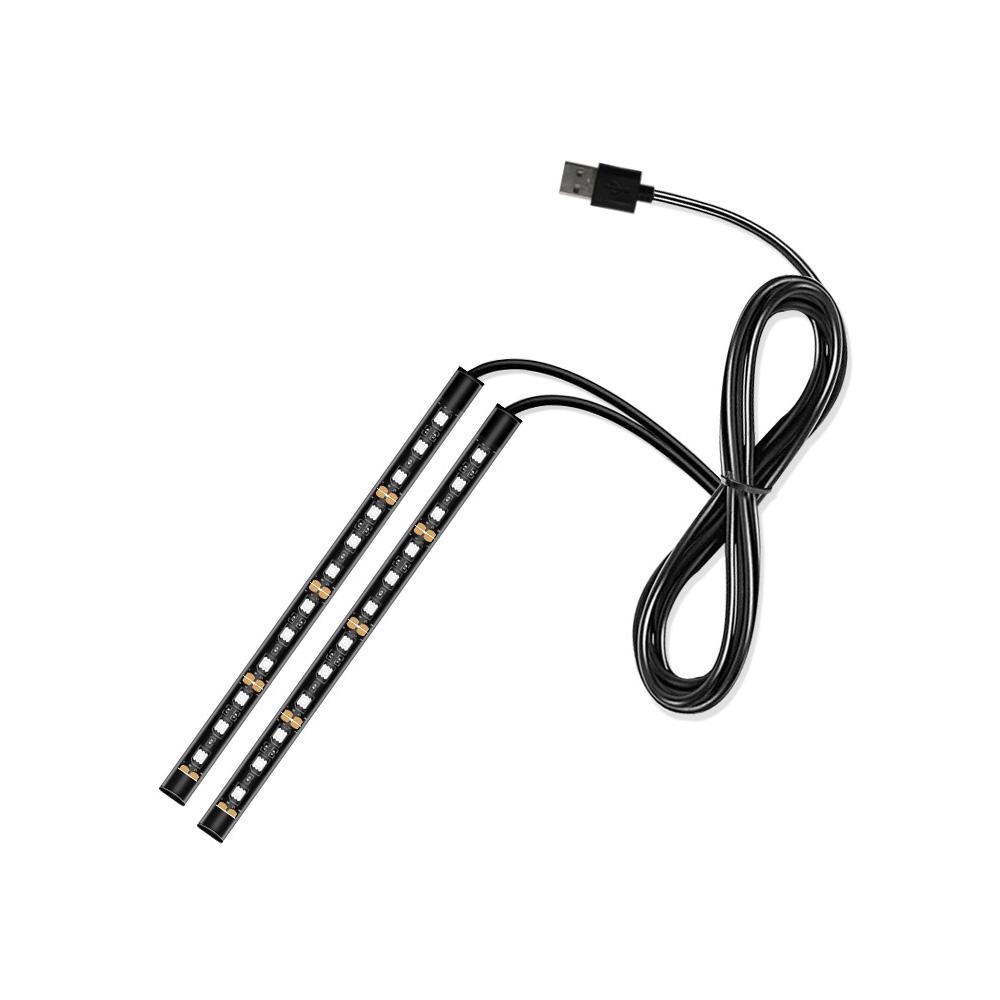 24/48 LED Car Interior Ambient Foot Light with USB Auto Atmosphere Decorative Lamps Foot Strip Light Kit Car Accessories