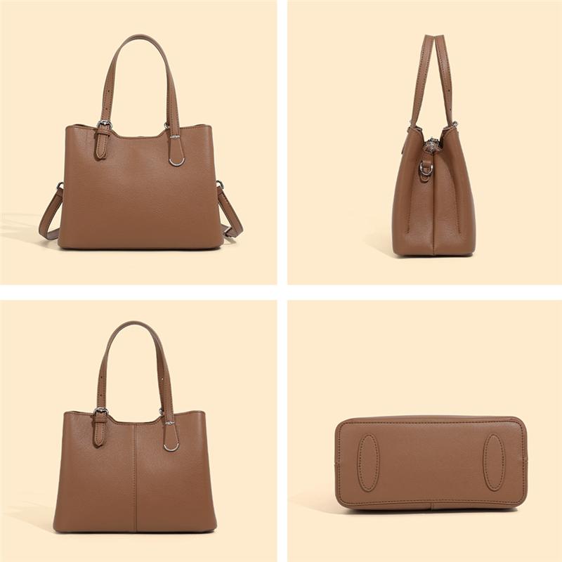 3 Layers Genuine Leather Small Tote Handbags For Women  Trend Designer Work Ladies Shoulder Crossbody Bags