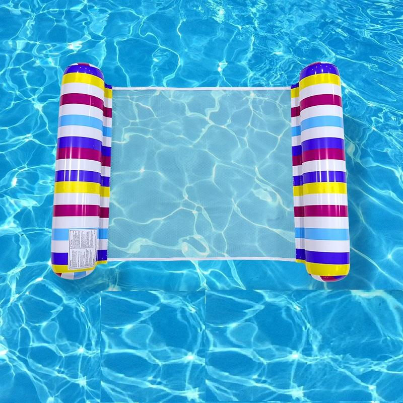 Summer Swim Inflatable Floating Water Mattresses Hammock Stripe Lounge Chairs Pool Water Sports Toys Floating Mat Pool Toys Kids