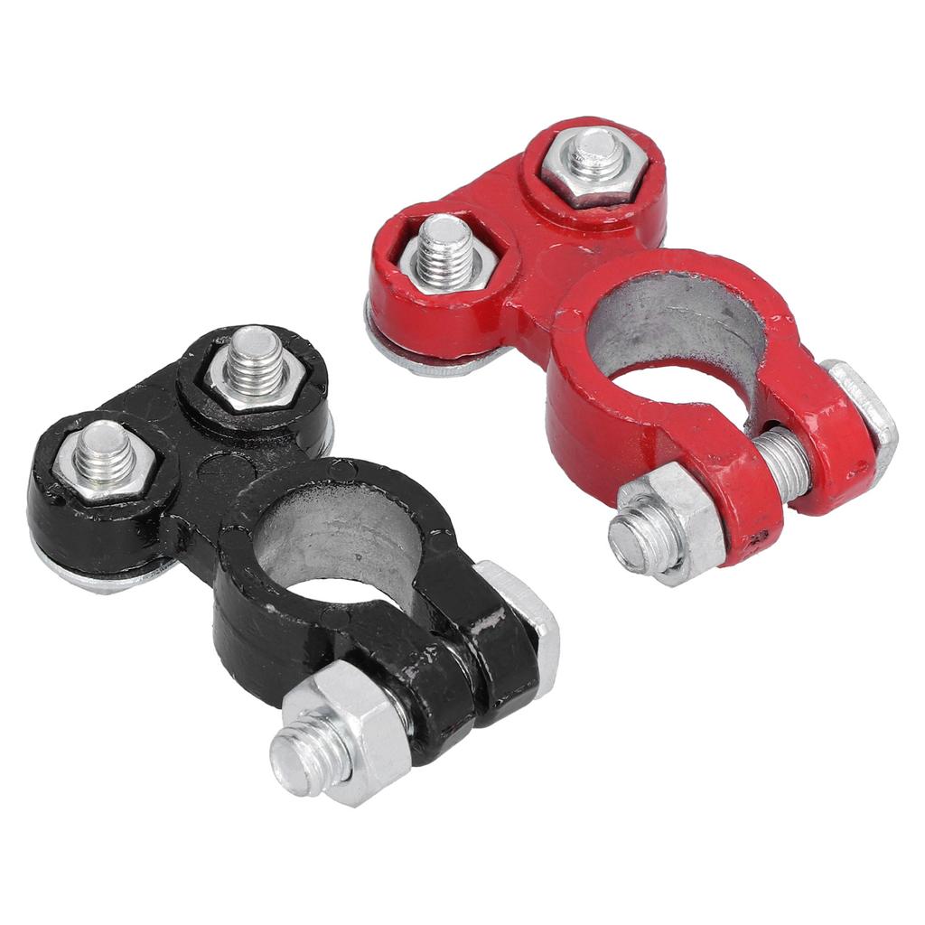 2pcs Battery Terminal Clamp Positive Negative Top Post End Connector with 2 Washers