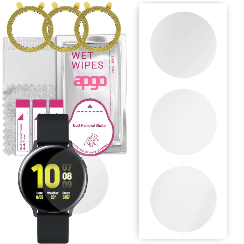 3x apgo Proteggi Schermo Idrogel per Samsung Galaxy Watch Active 2 44mm, Pellicola Idrogel, con strato di posizionamento facile installazione