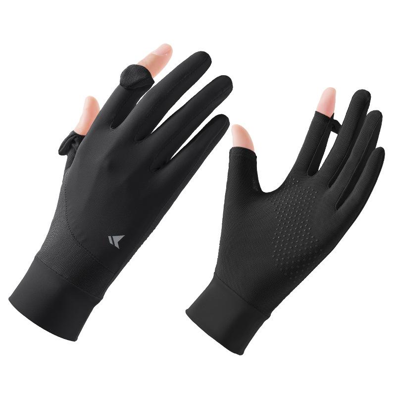 Summer thin sunscreen gloves women s UV protection touch screen cycling non-slip breathable ice silk sunscreen gloves summer one size