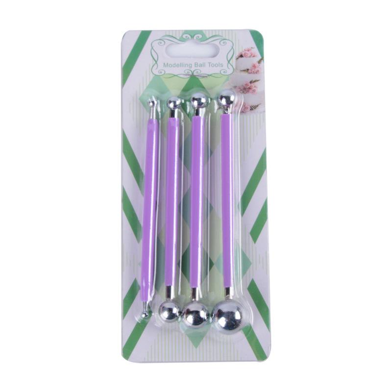 

Набор из 4 предметов для полимерной глины и керамики с наконечниками-шариками из нержавеющей стали Steel Ball Stick (Plastic Card) фиолетовый