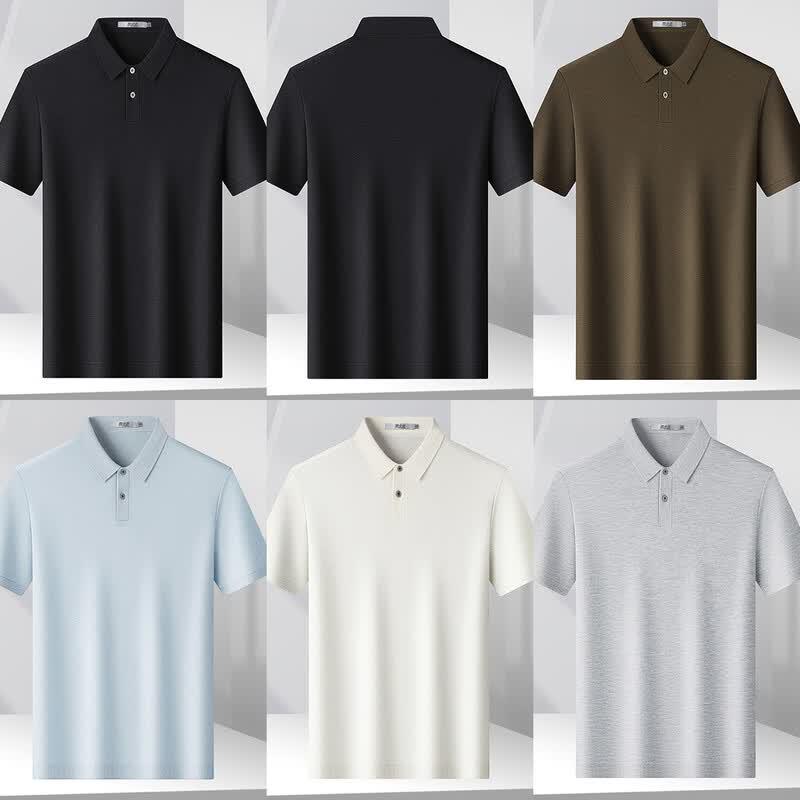 SNOWFLYING Men's Lyocell & Linen Polo Knit Shirt