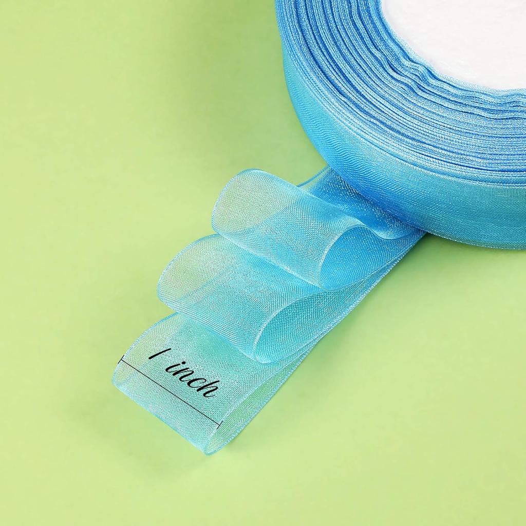 Organza Ribbon Sheer Chiffon Ribbon Bulk for Wrapping Decorating Valentine Wedding Birthday Bouquet Garland(50 Yard Each Roll,Bright Color)