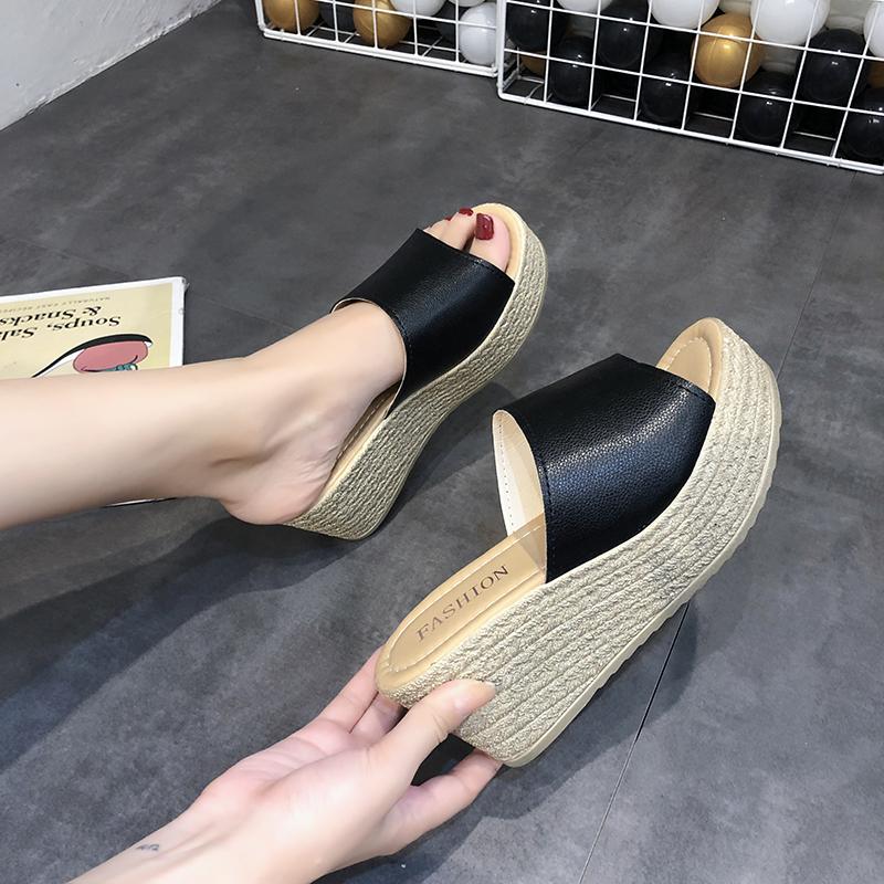 Fashion 2024 Summer Open Toe Women Slippers Fashion Elegant Narrow Band Slides Shoes Ladies Casual Wedges Heel Women Sandalias